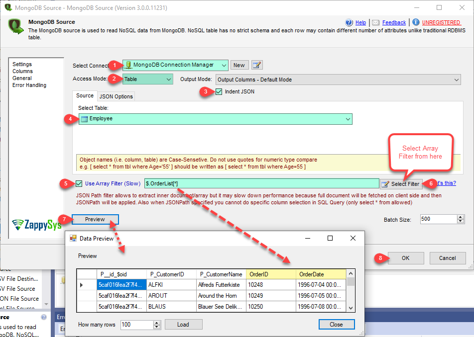 SSIS MongoDB Source - Table Mode