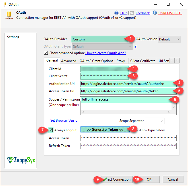SSIS OAuth Connection - Configure- Custom