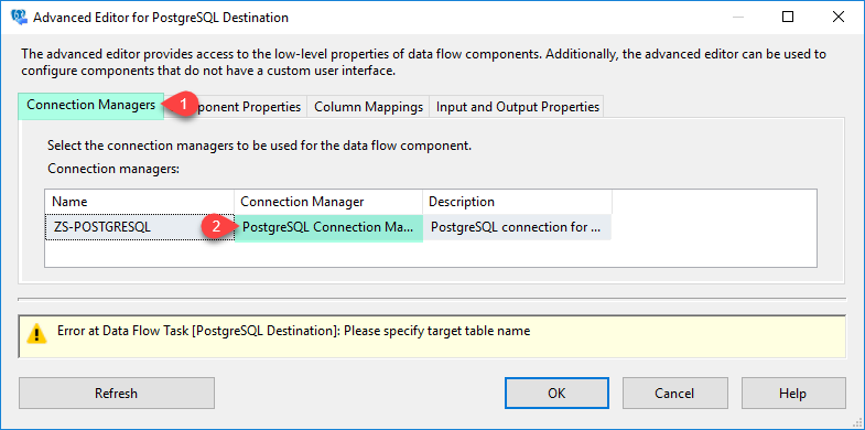 SSIS PostgreSQL Destination - Connection Manager