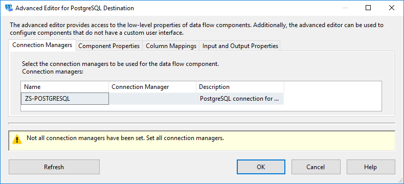SSIS PostgreSQL Destination - Setting UI