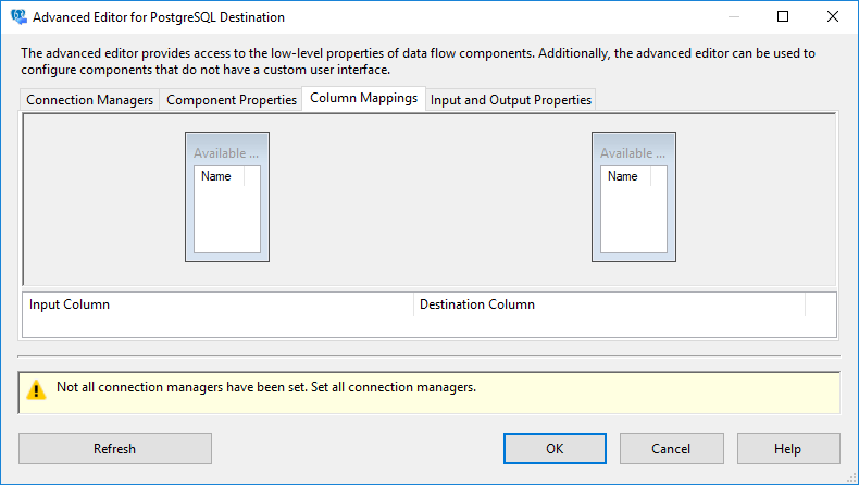 SSIS PostgreSQL Destination - Setting UI