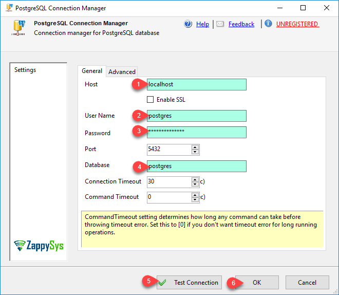 SSIS PostgreSQL connection properties