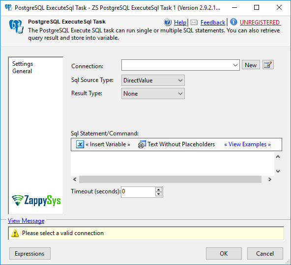 ssis-postgresql-task- Setting UI