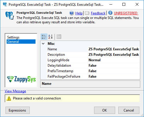 ssis-postgresql-task- Setting UI