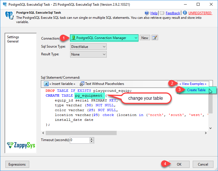 ssis-postgresql-task-create-table