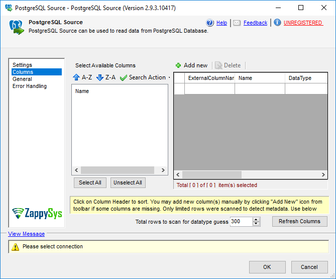 SSIS PostgreSQL Source Execute - Setting UI