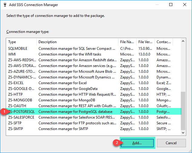 SSIS PostgreSQL Connection - ADD