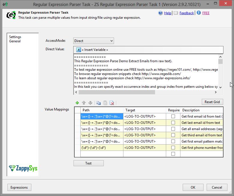 SSIS Regex Parser Task - Setting UI