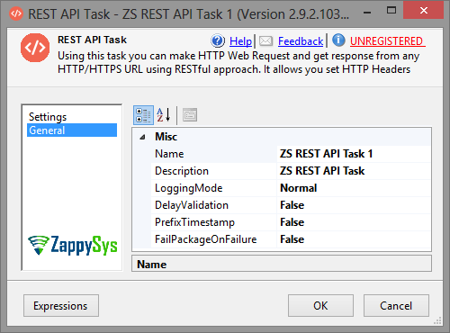 SSIS REST Api Web Service Task - Settings UI