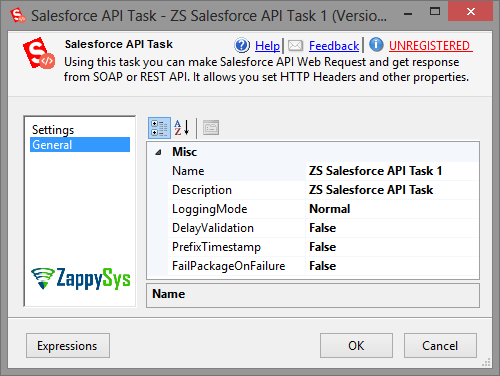 SSIS Salesforce API Task - Setting UI