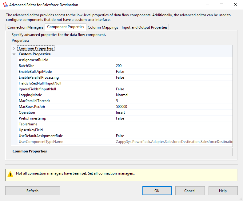 SSIS SalesForce Destination - Setting UI