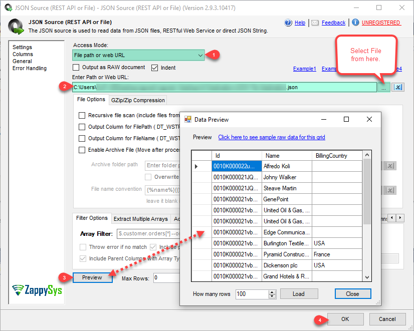 SSIS SalesForce Destination From JSON Source - Configure