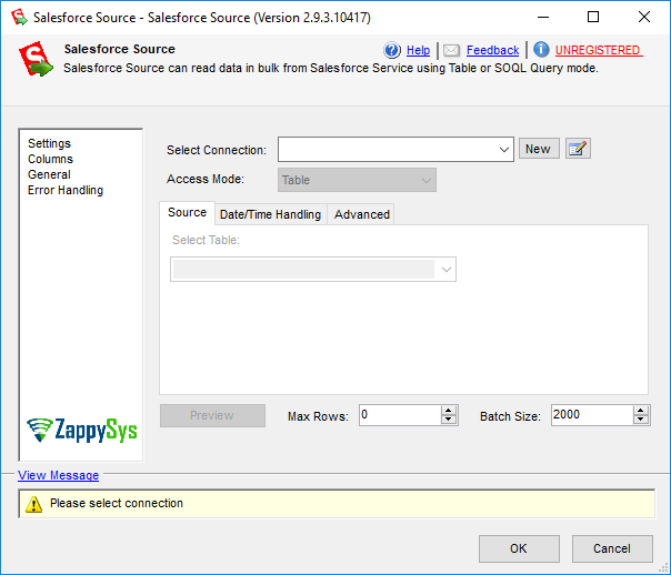 SSIS SlesForce Source - Setting UI