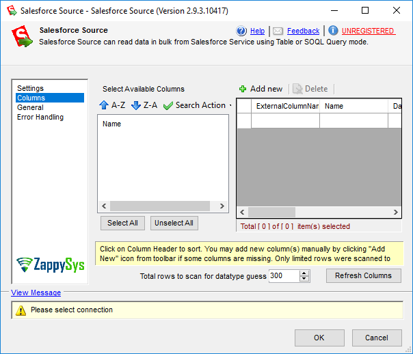 SSIS SlesForce Source - Setting UI
