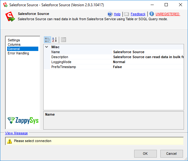 SSIS SlesForce Source - Setting UI