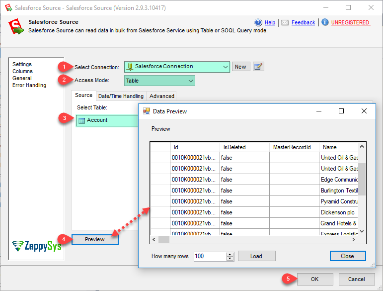 SSIS Salesforce Source - Table mode (get data from object)