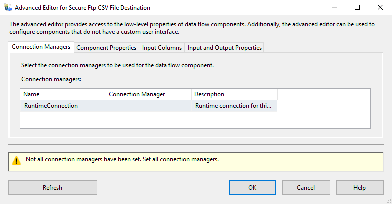 SSIS Secure FTP CSV File Connection - Setting UI