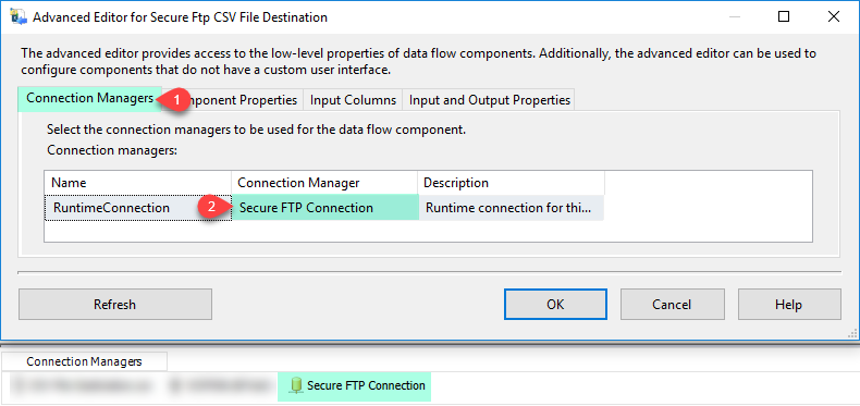 SSIS Secure FTP CSV File Destination - Connection Configure