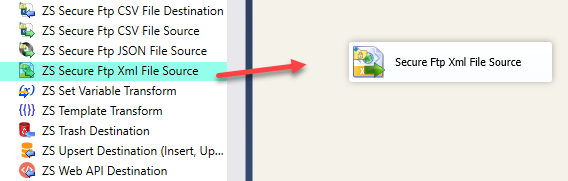 SSIS Secure FTP XML File Source - Drag and Drop