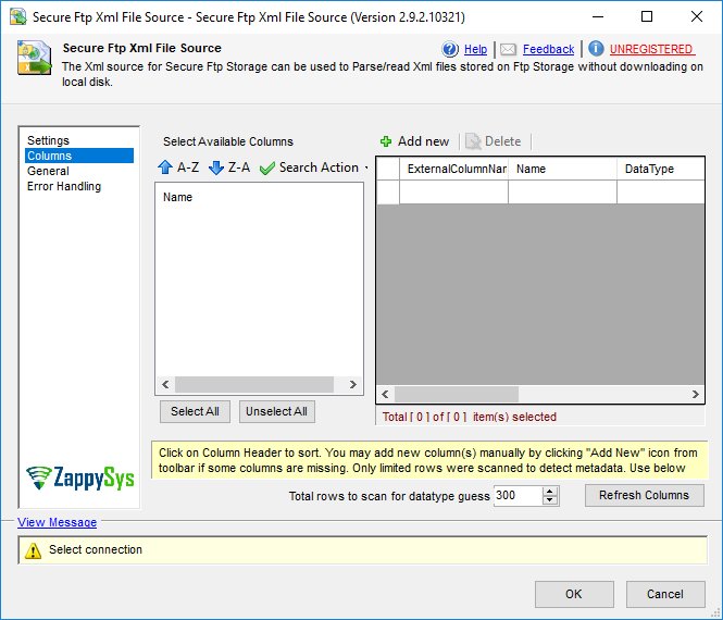 SSIS Secure FTP XML File Source - Setting UI