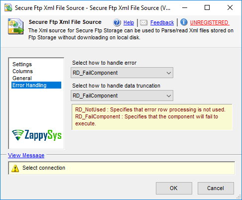 SSIS Secure FTP XML File Source - Setting UI