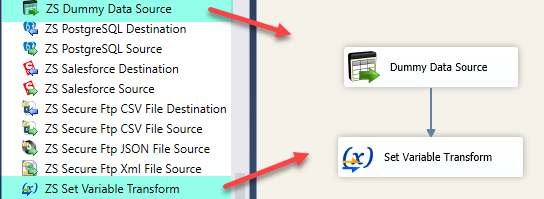 SSIS Set Variable Transform - Drag and Drop