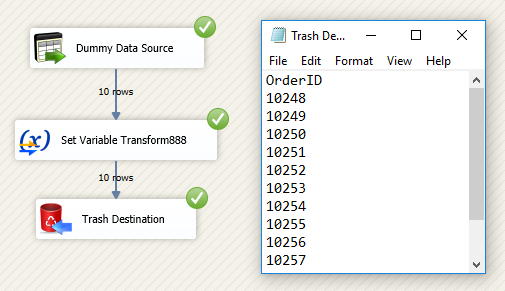 SSIS Set Variable Transform - Execute