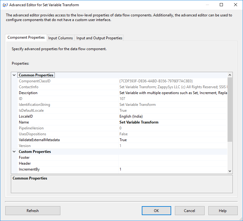SSIS Set Variable Transform - Setting UI