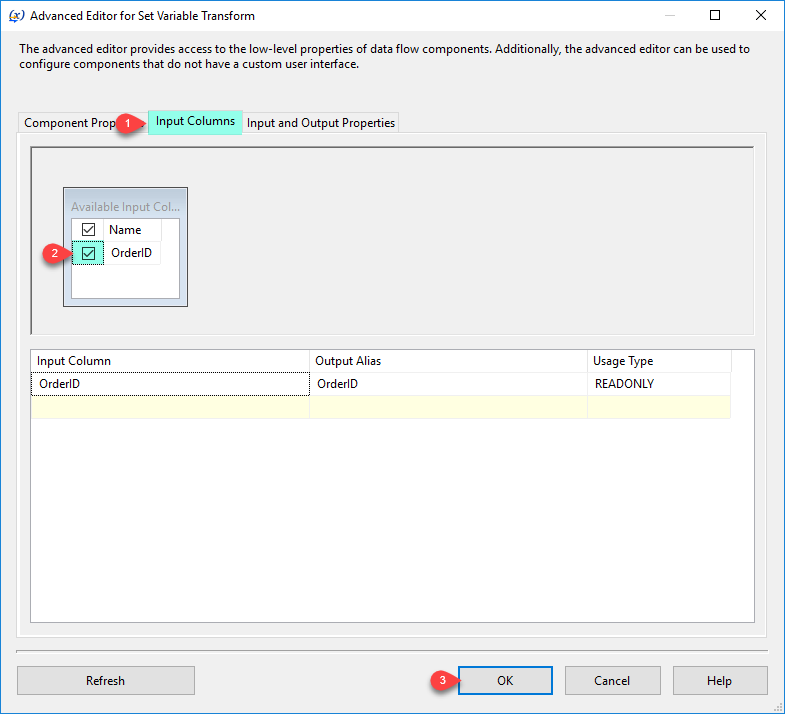 SSIS Set Variable Transform - Configure