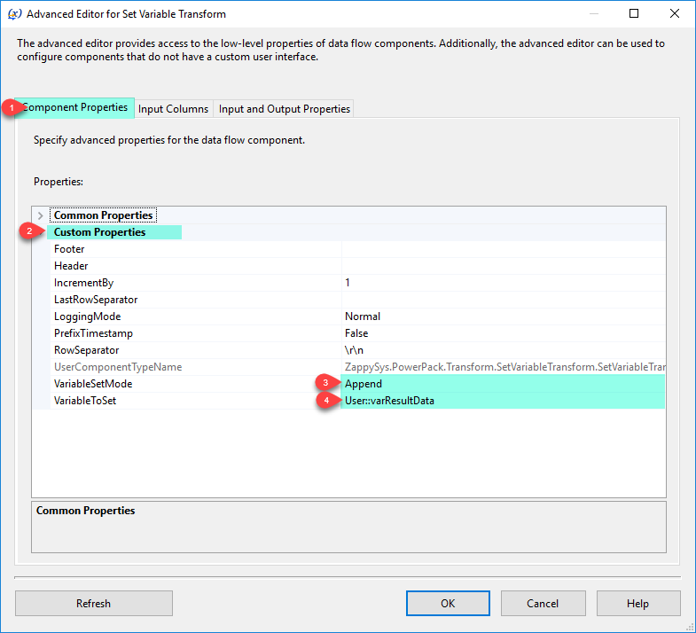 SSIS Set Variable Transform - Configure