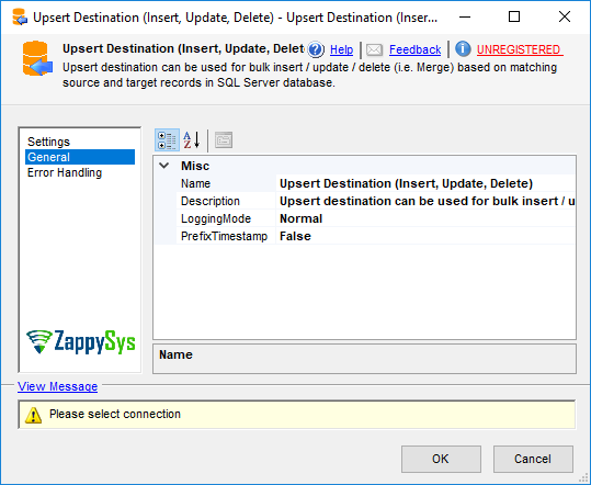 SSIS Upsert Destination - Setting UI
