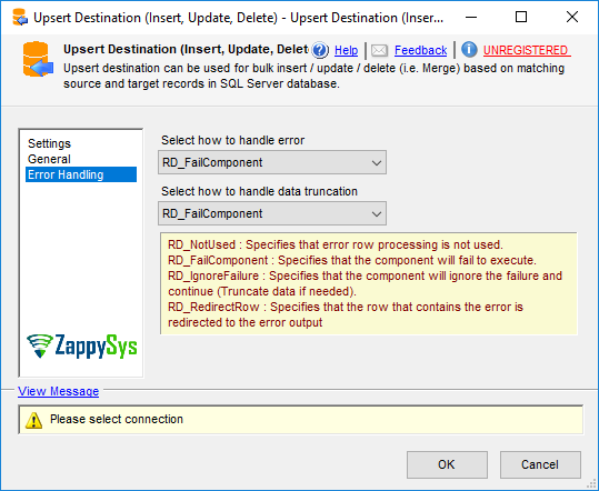 SSIS Upsert Destination - Setting UI