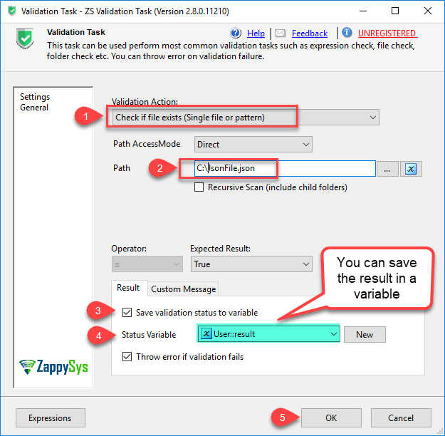 SSIS Validation Task - Check file exists