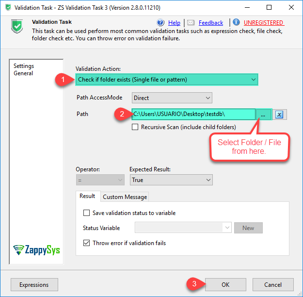 SSIS Validation Task - Check folder exists