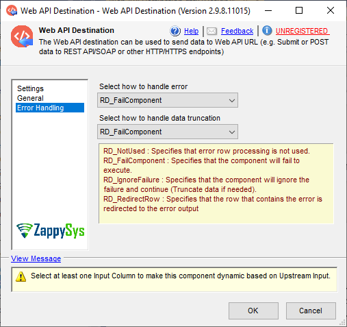 SSIS Web API Destination - Setting UI