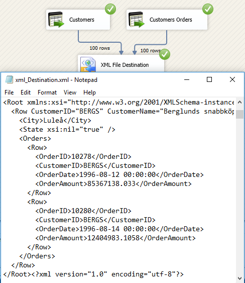 SSIS XML File Destination - Execute