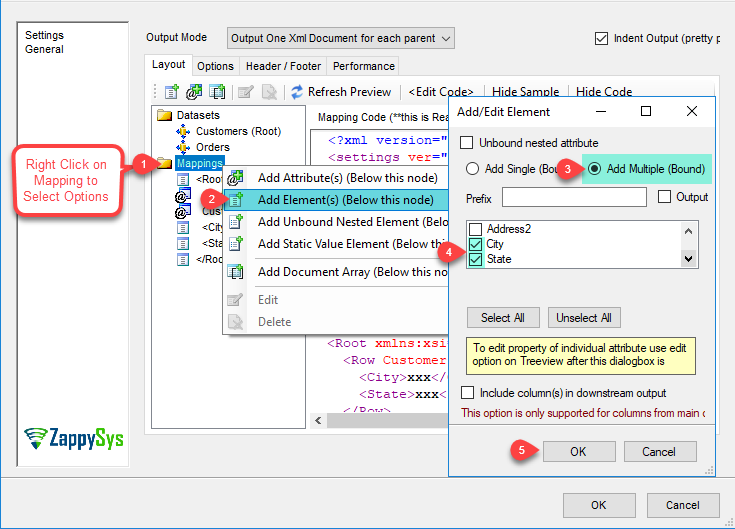 XML File Destination - Add/Edit Elements
