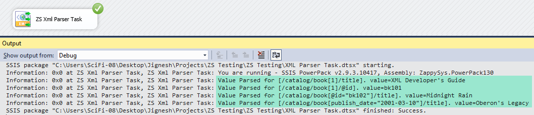 SSIS XML Parser Task - Execute