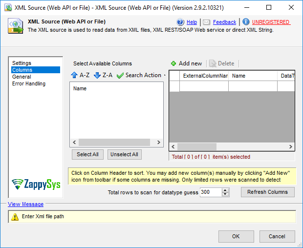 SSIS XML Source - Setting UI